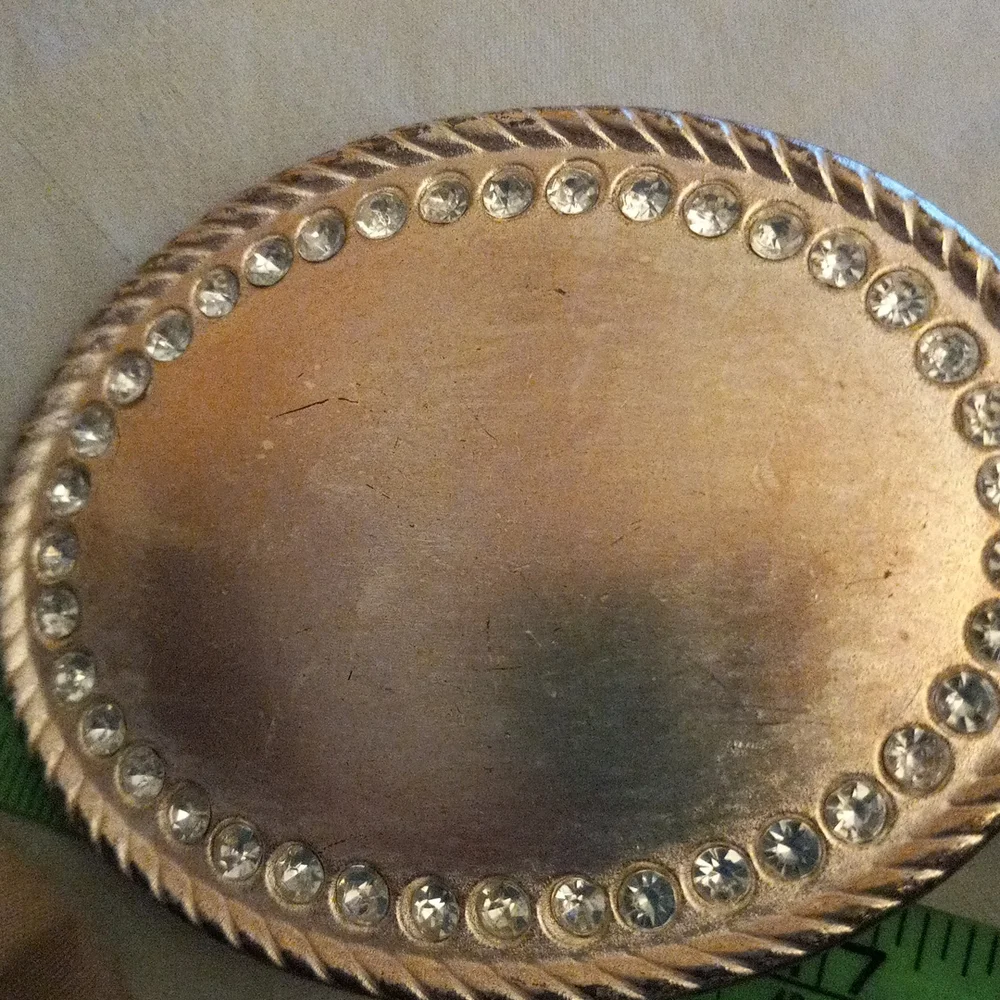 Silver Buckle W/Rhinestones  Leather Belt Size S/med